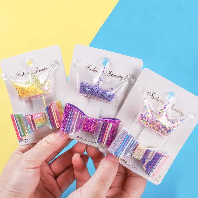 2 шт./компл. милые маленькие девочки заколки-бантики для волос блестящие заколки