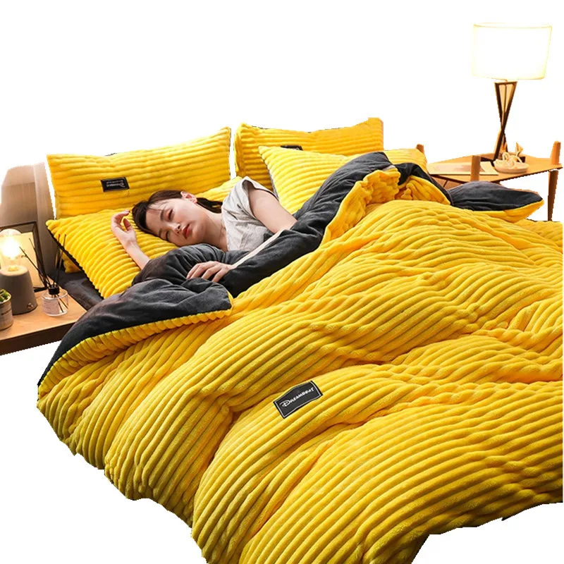 Комплект постельного белья из плотной фланели 1/4 шт. роскошный комплект большого