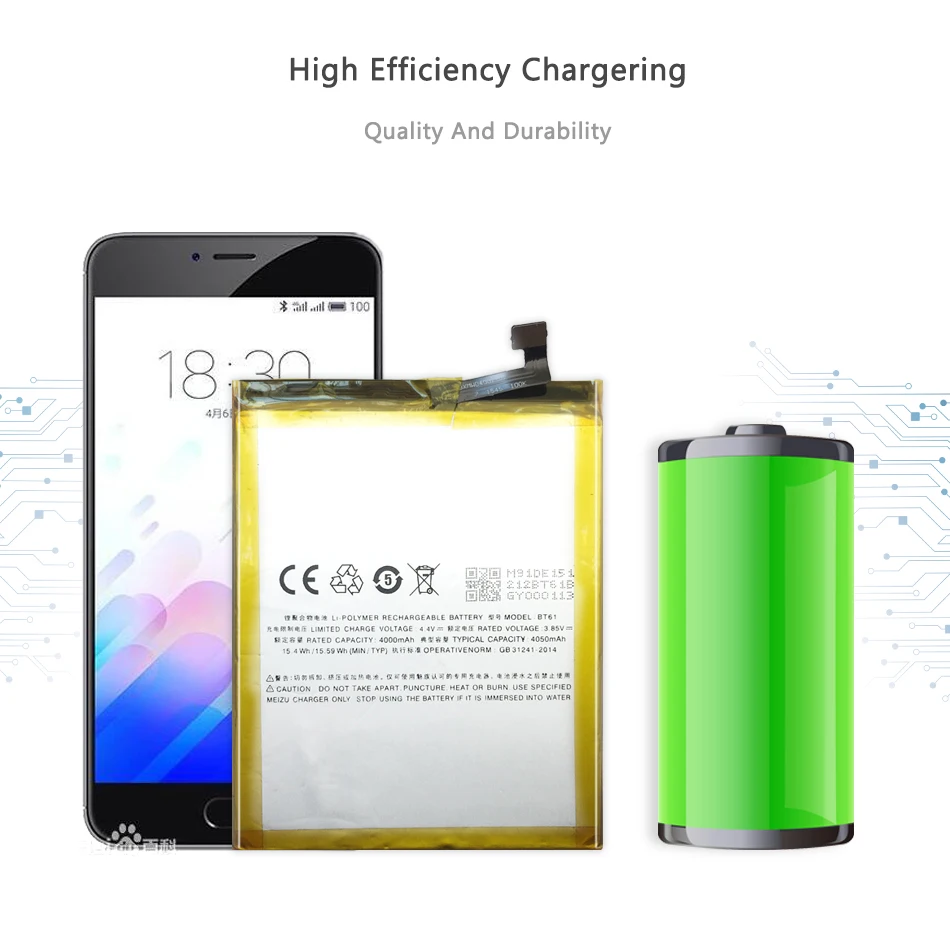 Аккумулятор для мобильного телефона BT61(M) для Meizu M3 Note Аккумулятор BT61 M681H M681 4000 мАч/M3 Note Pro Prime сменный аккумулятор