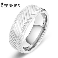 qeenkiss rg833 fine jewelry wholesale fashion new man boy birthday wedding gift rhombic carved titanium stainless steel ring 1pc