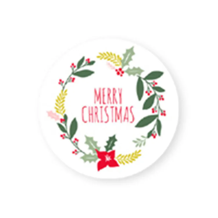 

60Pcs 10Sheets Round Merry Christmas Garland 5cm Packaging Sealing Label Kraft Sticker Baking DIY Gift Stickers