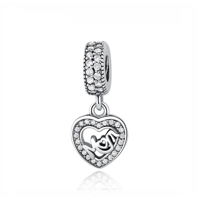 Heart Mom pendant Новые подлинные 925 пробы Серебряные бусы с подвеской в виде семейного дерева подходят к оригинальному браслету Pandora подарок для изготовления женских ювелирных изделий - Цвет: Heart Mom pendant