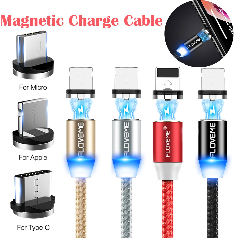 FLOVEME 1 м Магнитный зарядный кабель для всех моделей мобильных телефонов Micro USB