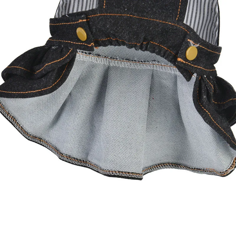 Одежда для собак DHJ77 джинсовое платье 3 цвета глубокий синий/черный/серый юбка