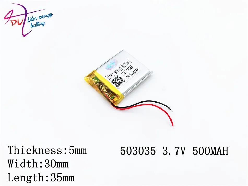 Литровый аккумулятор 3 7 v литий полимерный 503035 053035 500mah Mp3 Mp4 Mp5 Gps рекордер|3.7v