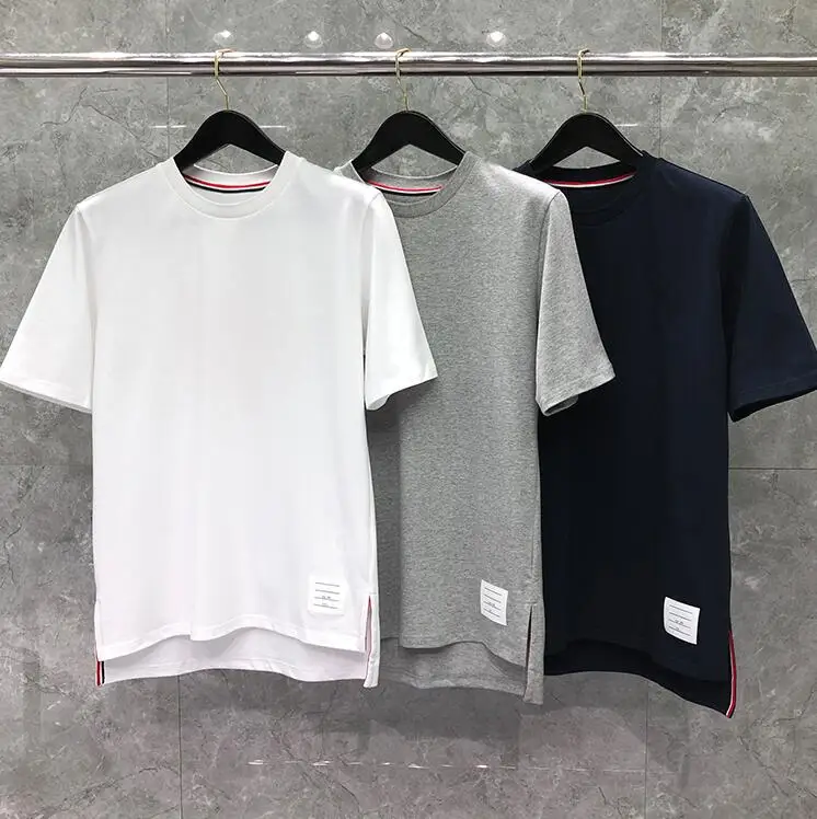 Мужская хлопковая футболка с круглым вырезом и принтом однотонная Повседневная