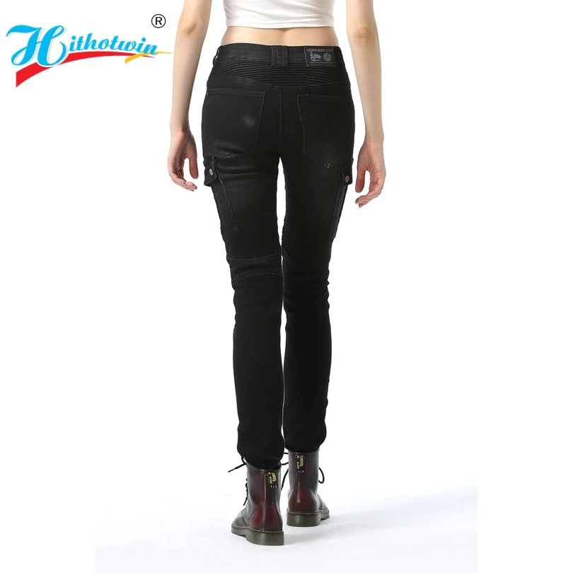 Мотоциклетные брюки женские черные зеленые джинсы бойфренды свободные