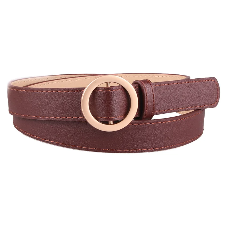 

Gold Round Buckle Women Belt Simple Vintage Students Waistband Adjust Fashion Casual No-hole Cummerbunds 2021 New