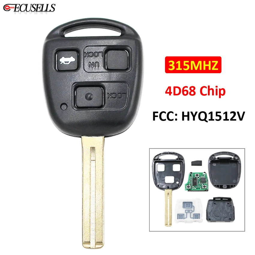 3 кнопки дистанционного ключа автомобиля 315 МГц 4D68 чип FCC аддитивного цветового
