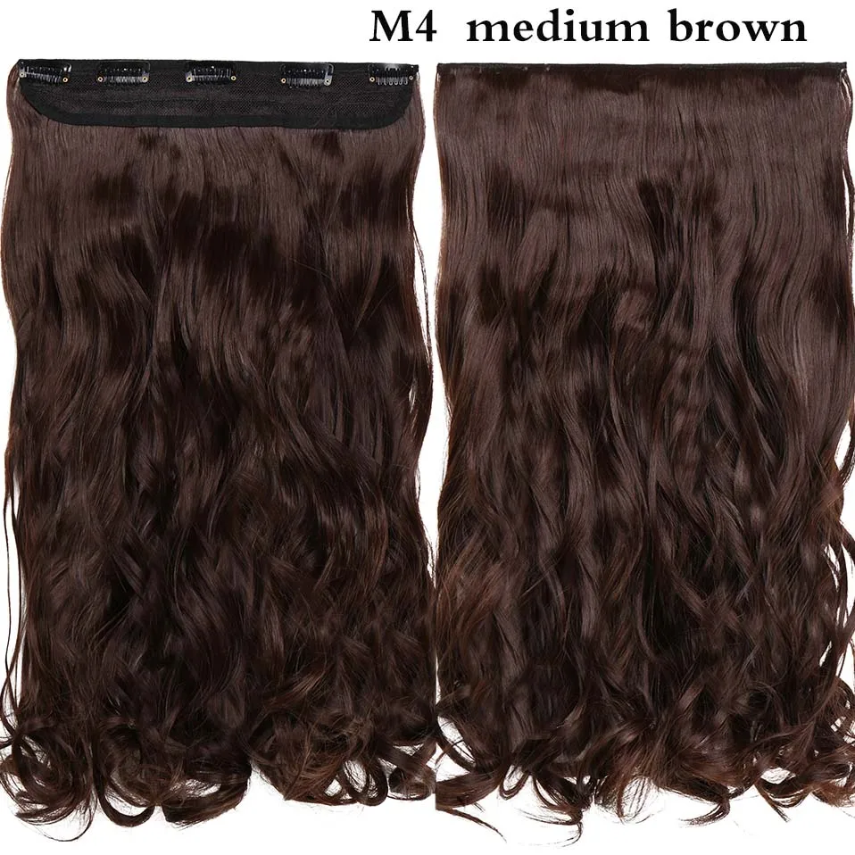 medium brown SNOILITE 17/24/27/2" 5 зажимов в целости и сохранности Наращивание волос Синтетические длинные волнистые волосы добавочном номере телефоне 3/4 для наращивания на всю голову цельнокроеное платье, парик, заколки, заколки для волос, трессы, заколки - Цвет: medium brown