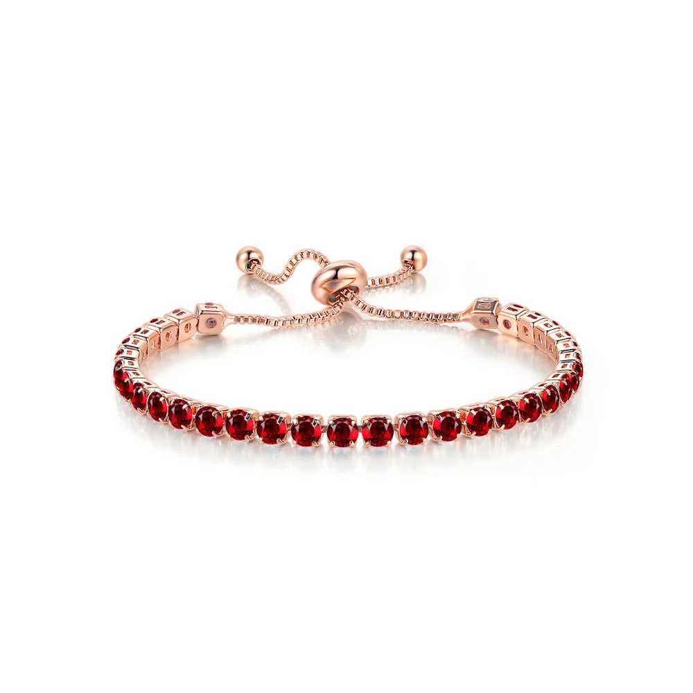 RoseGold Red Модный Удобный регулируемый браслет для женщин, кубический цирконий, розовое белое золото, очаровательные свадебные, рождественские Модные ювелирные изделия H133 - Окраска металла: RoseGold Red