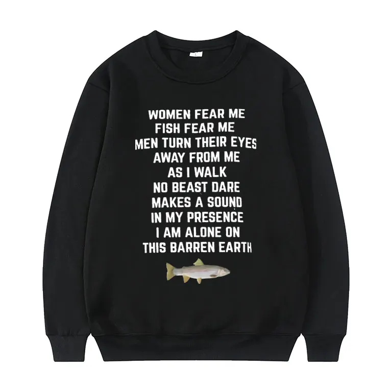 

Women Fear Me Fish Fear Me Men Women Hip Hop Streetwear Crewneck Long Sleeve Clothes Personality Sweatshirt Anime Manga Pullover