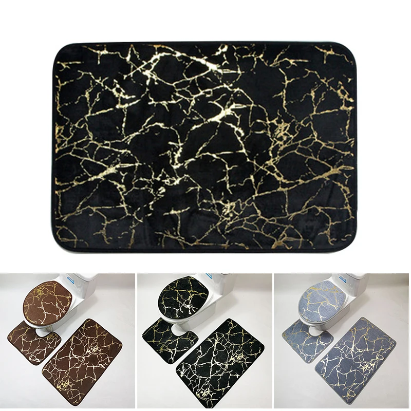 

Polyester Marbling Carpet Three-Piece Suit Bronzing Abosrption Non-Slip Simple Cold Style Soft for Bathroom Entrance sale