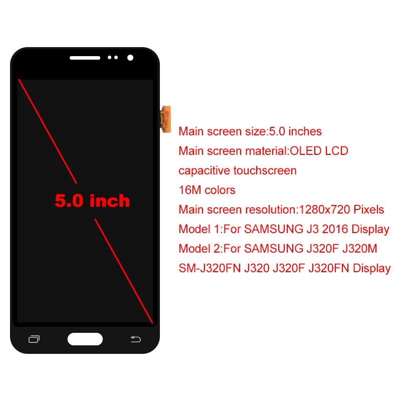 Super AMOLED For Samsung Galaxy J3 J320 J320FN J320F J320H J320M LCD Display Touch Screen Digitizer Replacement Parts