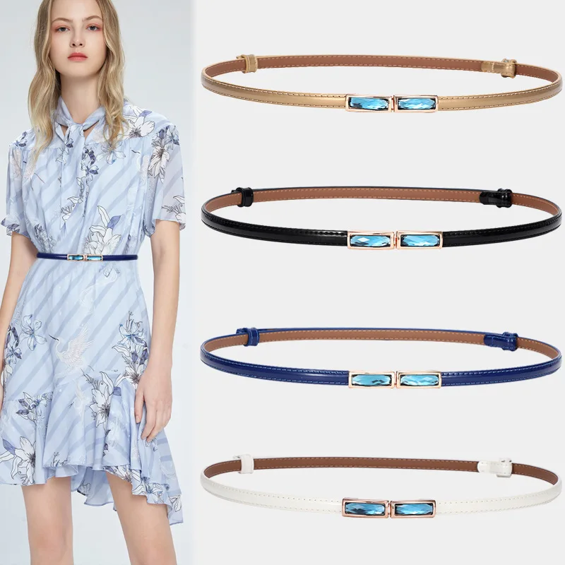 

Women's Genuine Split Leather Thin Waist Belt For Dress