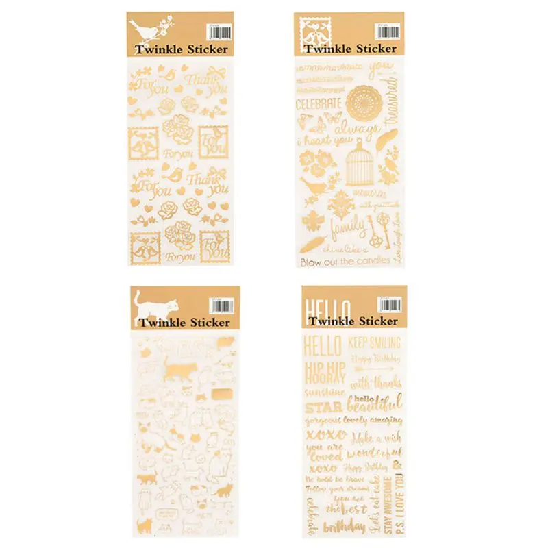 

4Pcs UV Epoxy Resin Fillings Gold Letters Flowers Stickers Resin Mold Decor