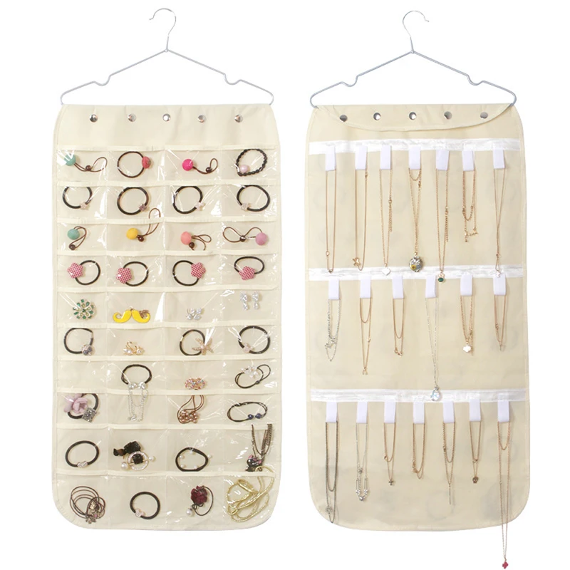 

45*85cm 40 Pockets Double-Sided Hanging Storage Bag Jewelry and Hair Accessories Organizer Storage Bags