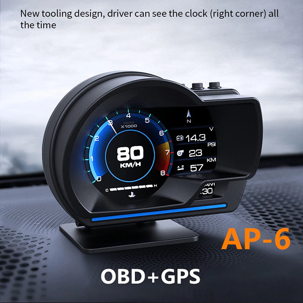 

AP-6 автомобильный HUD OBD + GPS дисплей Спидометр тревога окружающий светильник профессиональные автомобильные аксессуары