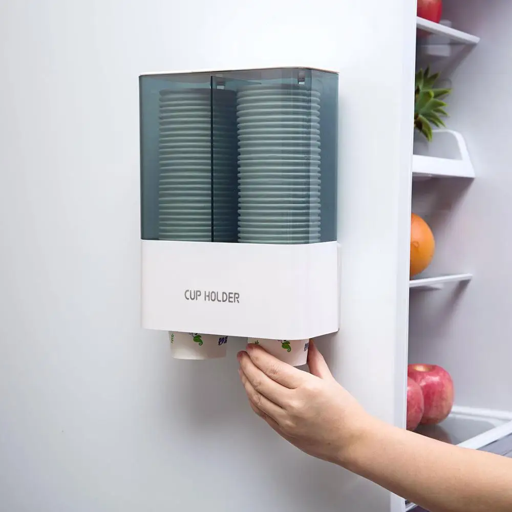 

Self-Adhesive Disposable Cup Dispenser Home Hotel Restaurant Paper Cup Holder Dustproof Free Punching Paper Cup Rack