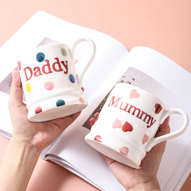 

Керамическая кружка, яркий внешний вид, чашка для воды, домашняя пара офисных кофейных чашек в горошек