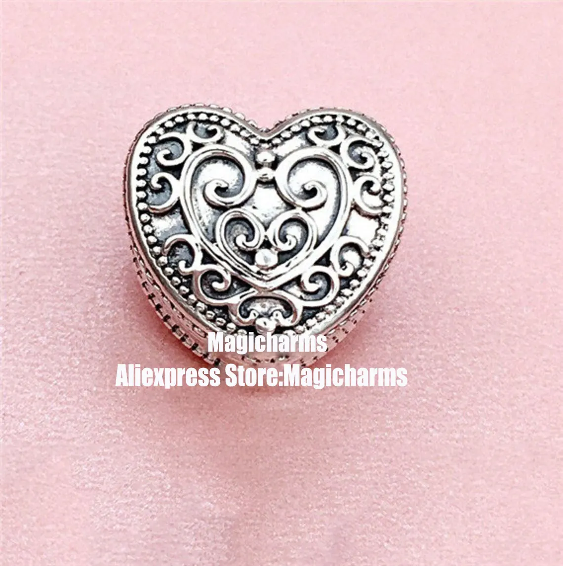 

925 Sterling Silver Enchanted Heart Clip Stopper Charm beads Fits All European Bracelets Necklaces