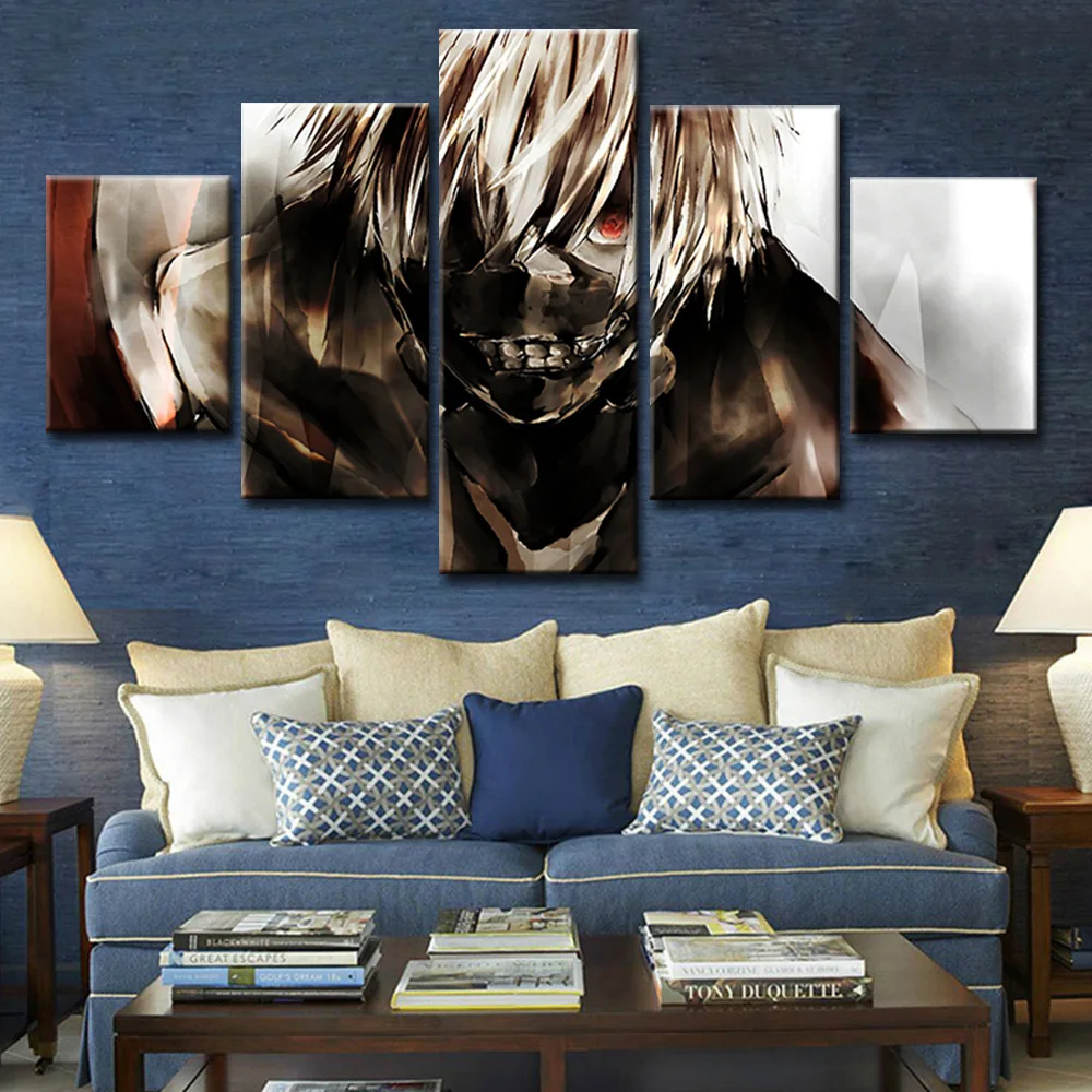 

5pcs Modular Anime Tokyo Ghoul Pictures Wall Art Home Decor Posters Canvas HD Printed Oil Paintings For Living Room Decoration