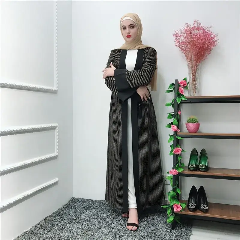 Мусульманское женское платье полосатая абайя Дубай кимоно Jilbab Caftan длинный