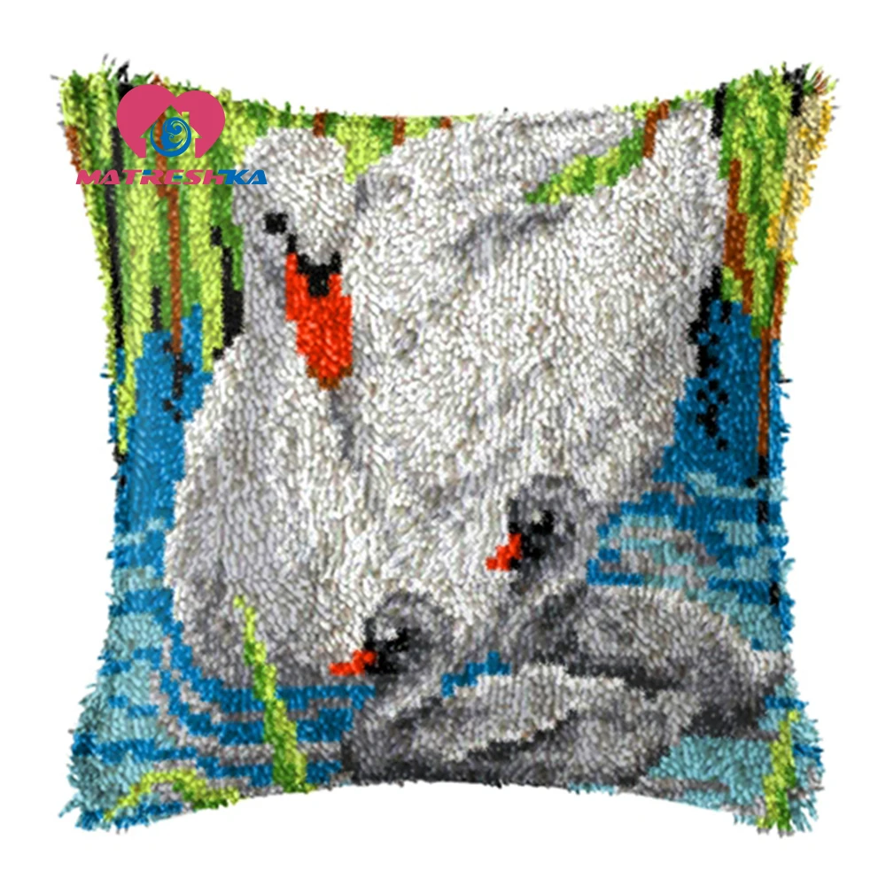 Лебедь ковер Вышивка крестом Подушка с защелкой крючок Сделай Сам пуговицы foamiran