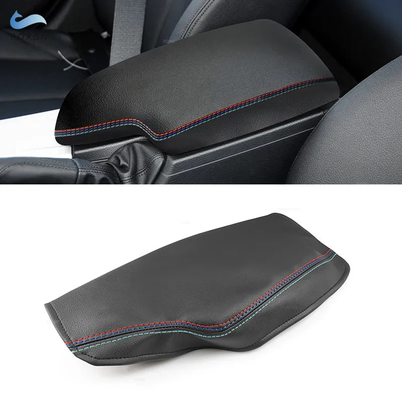 

LHD For BMW 3 Series F30 2013 2014 2015 2016 2017 2018 red blue light blue line Center Console Armrest Box Leather Cover Trim