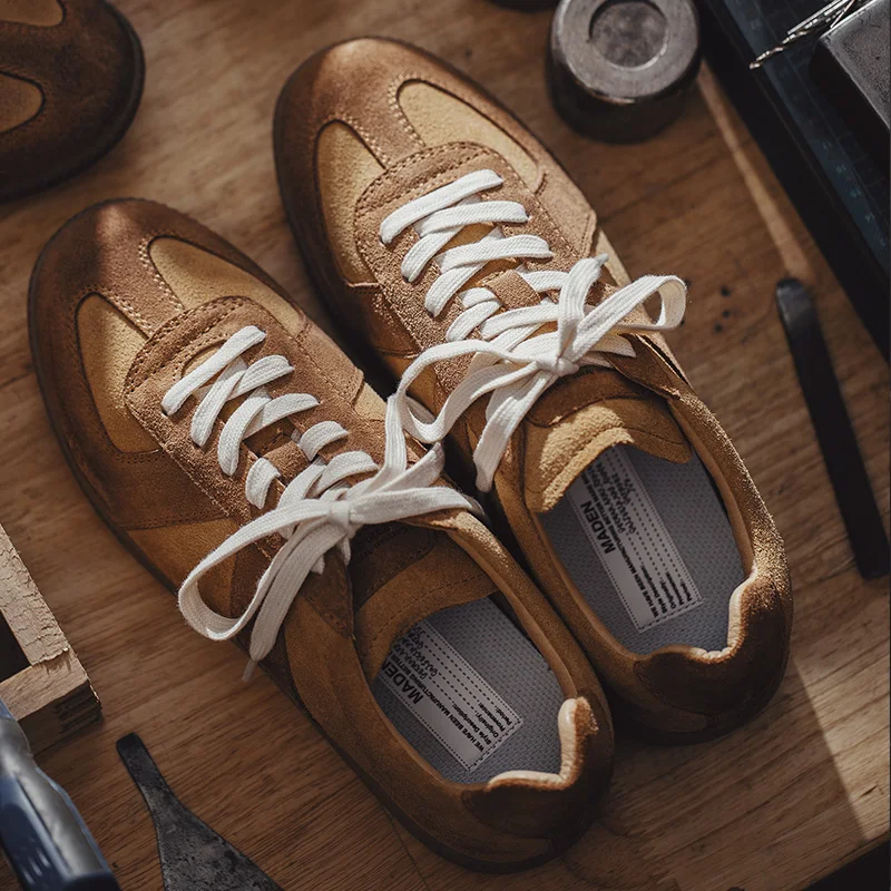 Мужские кроссовки для бега Maden немецкая обувь в стиле ретро замша бычья кожа