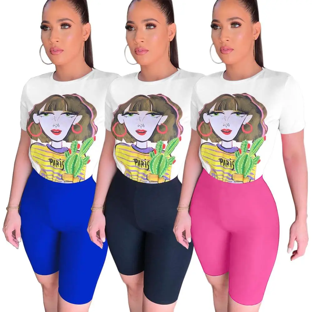 Футболка с принтом лимона Джина Топ до колена штаны модный спортивный комплект