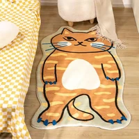 ins bedside long carpet geometric pattern cat shaped carpets non slip living room floor mat cat pet area rugs bedroom soft mats