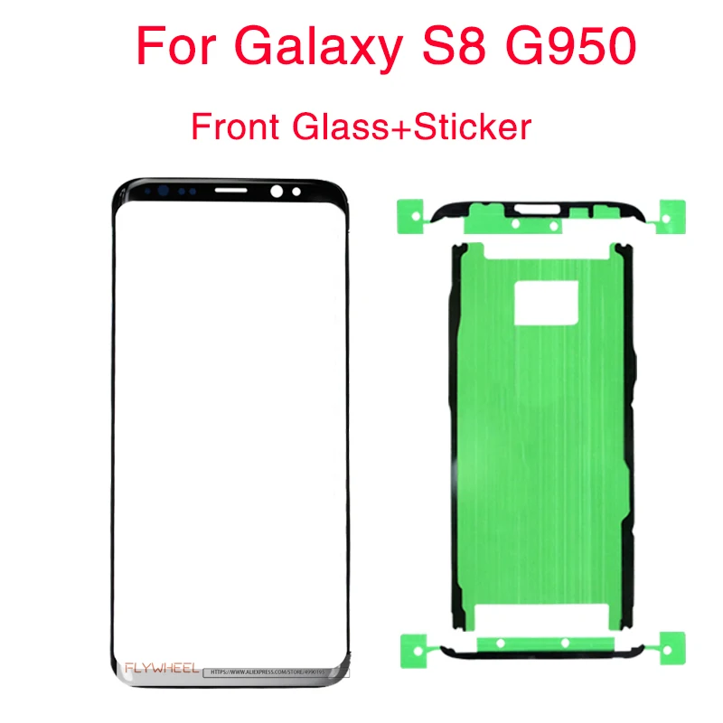 1 шт. экран Сенсорная панель Замена для samsung Galaxy S8 S9 S10 Plus G950F G960 G965 передняя внешняя стеклянная линза с наклейкой+ инструмент - Цвет: S8 Sticker