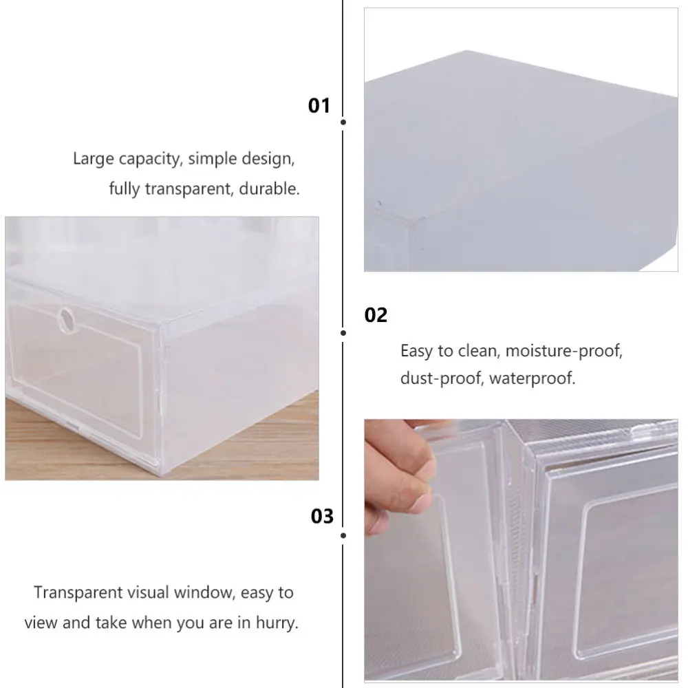 

6Pcs Clamshell-type Shoes Box Durable Shoes Organizer (Transparent)