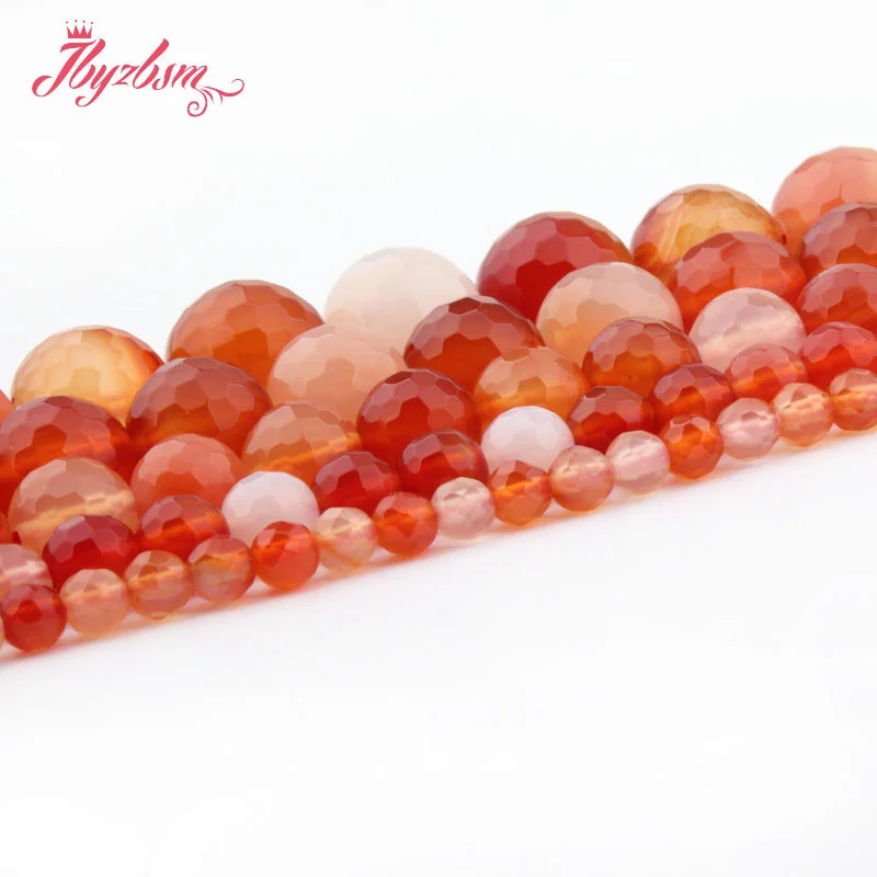 4 6 8 10 12mm Faceted Round Multicolor Carnelian Aagtes Natural Stone LooseBead For DIY Necklace Jewelry Making 15&quotFree Shipping |