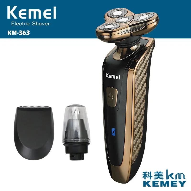 Kemei 3 в 1 электробритва для мужчин перезаряжаемая 4 плавающие лезвия моющаяся