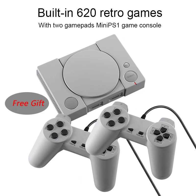 Mini TV Game Case 8 Bit Retro Video Console With Two Gamepad Built-In 620 Games Handheld Gaming Player For PS1 | Электроника