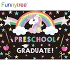 Фон Funnytree для дошкольного обучения, детская вечеринка, детский сад, Радужный красочный детский душ, день рождения, звезды, единорог