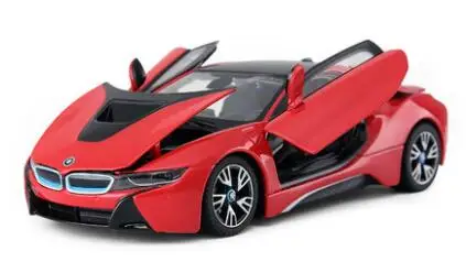 KD 1/24, Лицензированная модель автомобиля, DieCasts I8, концепция, спортивный автомобиль 19 см, без электроники, коллекция колес 3 с открывающимися дверцами - Цвет: Red