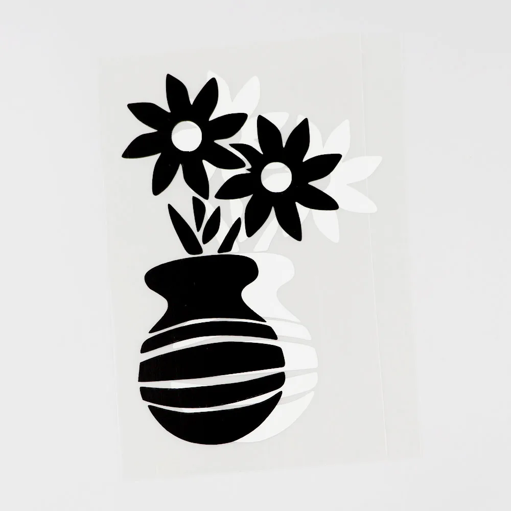 YJZT 9.5CM×15.7CM Funny Plant Flowers In Vase Vinyl Car Sticker Decal Black/Silver 18B-0110 | Stickers