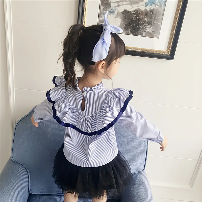 Весенние блузки для девочек детская одежда с оборками дизайнерские Рубашки Топы