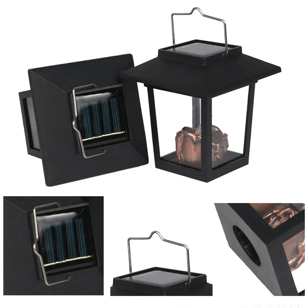 

Lanterns Yard Balcony Retro Pathway Light Led Flickering Waterproof Wind Lamp Hanging Solar Powered Decoration Garden