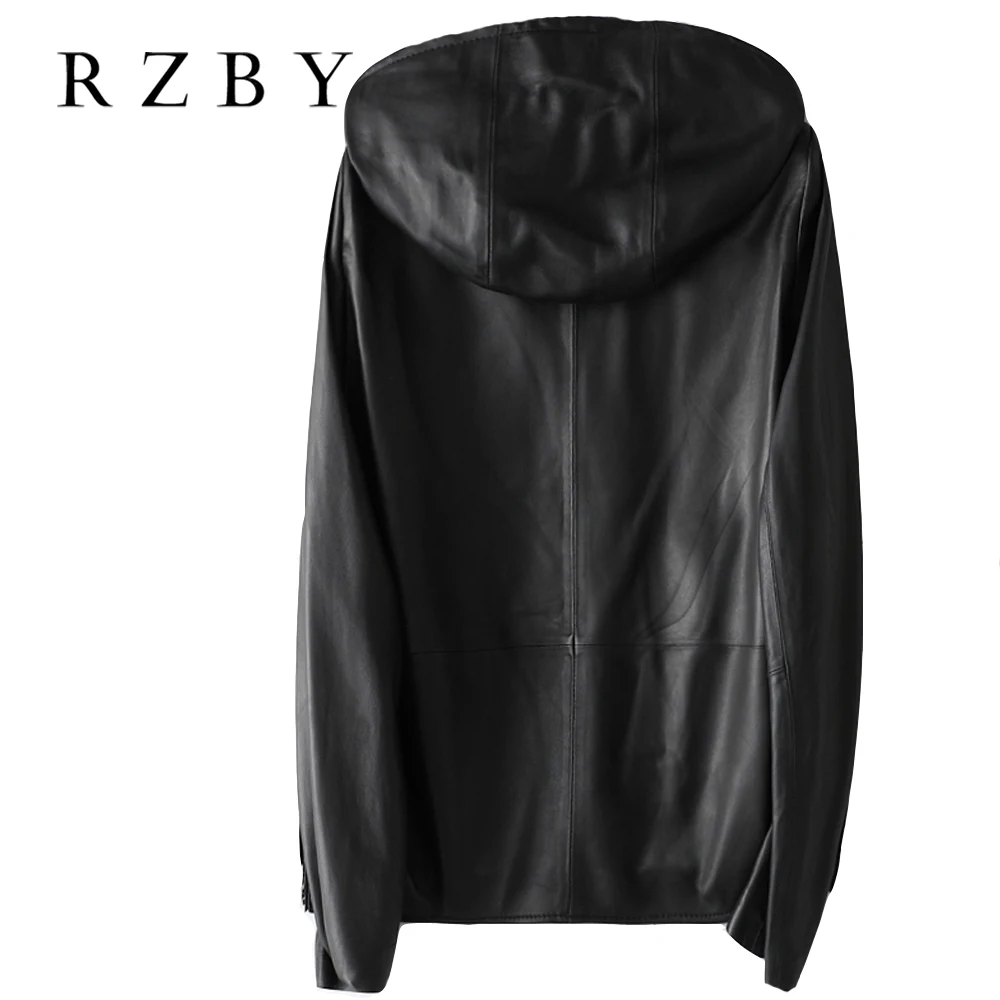 Женская куртка из 100% натуральной овчины RZBY весенняя с капюшоном 2020 Модные Куртки