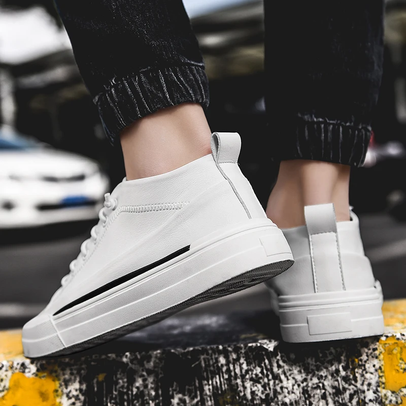 Fashion Brand Men Casual Shoesb Leather Shoes slip on Flats Breathable Soft black White Sneakers Loafers | Обувь