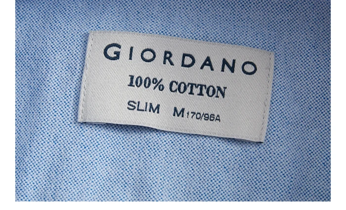 Giordano мужская приталенная рубашка slim fit,из натурального хлопка, с длинными рукавами