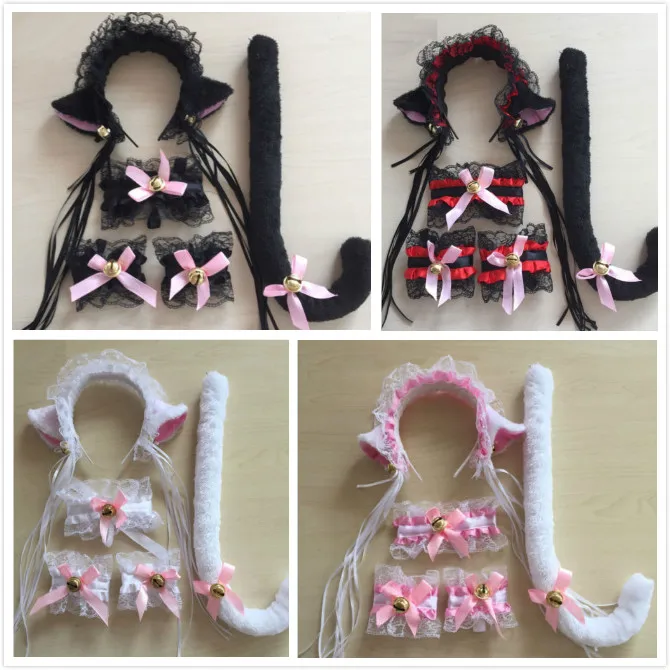 Модный женский костюм милой кошечки горничной для косплея кружевные плюшевые