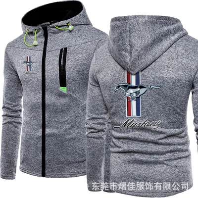 

Fashion Spring Autumn Men's Hoodie for Mustang Logo High Quality Hooded Sweatshirts Zipper Clothing S-4XL