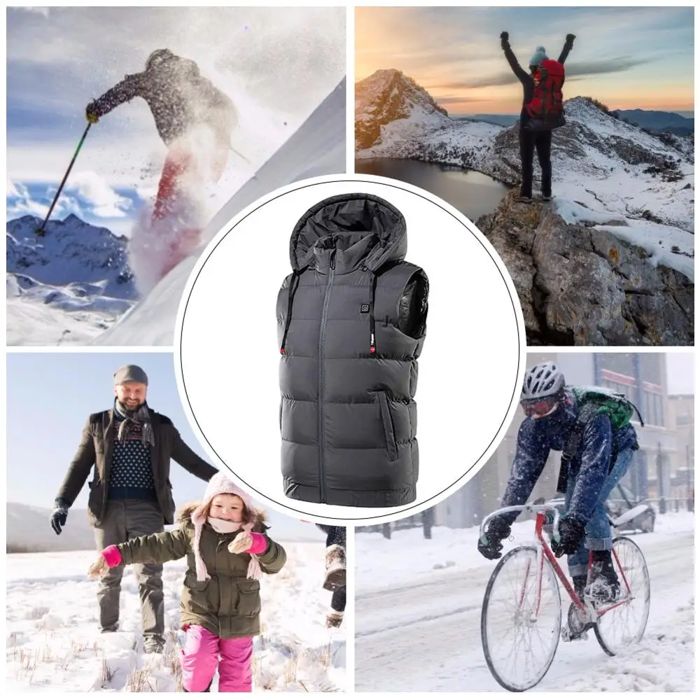 

Men Autumn winter Smart heating Cotton Vest USB Electric Heating Vest Women Outdoor Flexible Thermal Winter Warm Jacket