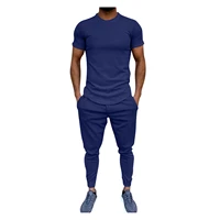 58 tracksuit men summer solid short sleeve t shirts long pants sets sports fitness running loungewear ropa deportiva hombre
