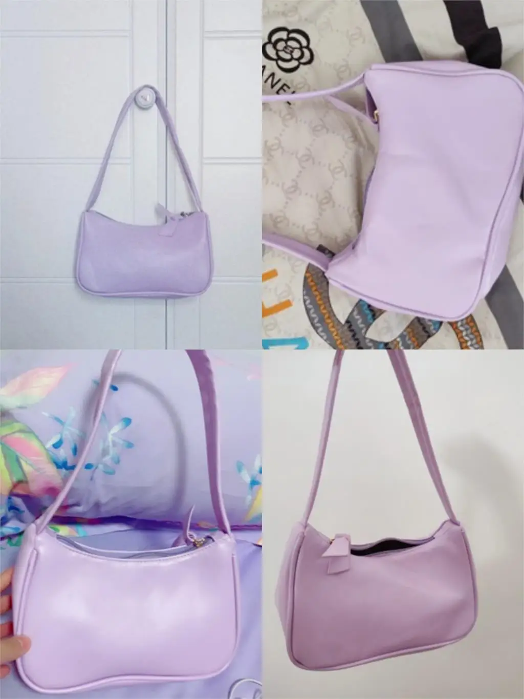 

Soft PU Leather Women Purple Underarm Bag Retro Solid Color Ladies Baguette Handbags Fashion Design Girls Small Shoulder Bags